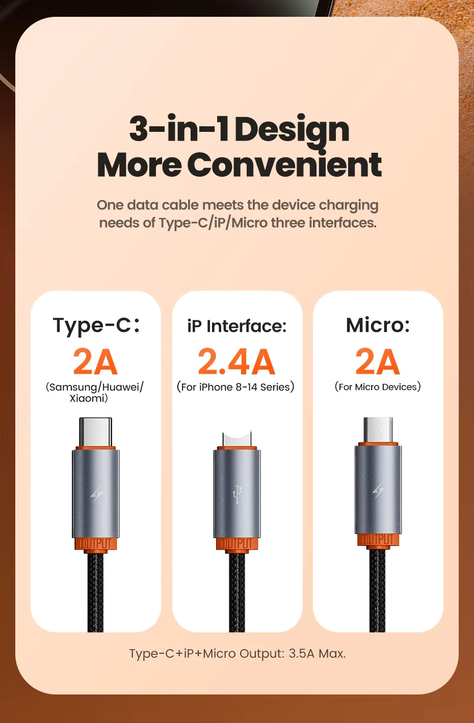 3 in 1 charging cable